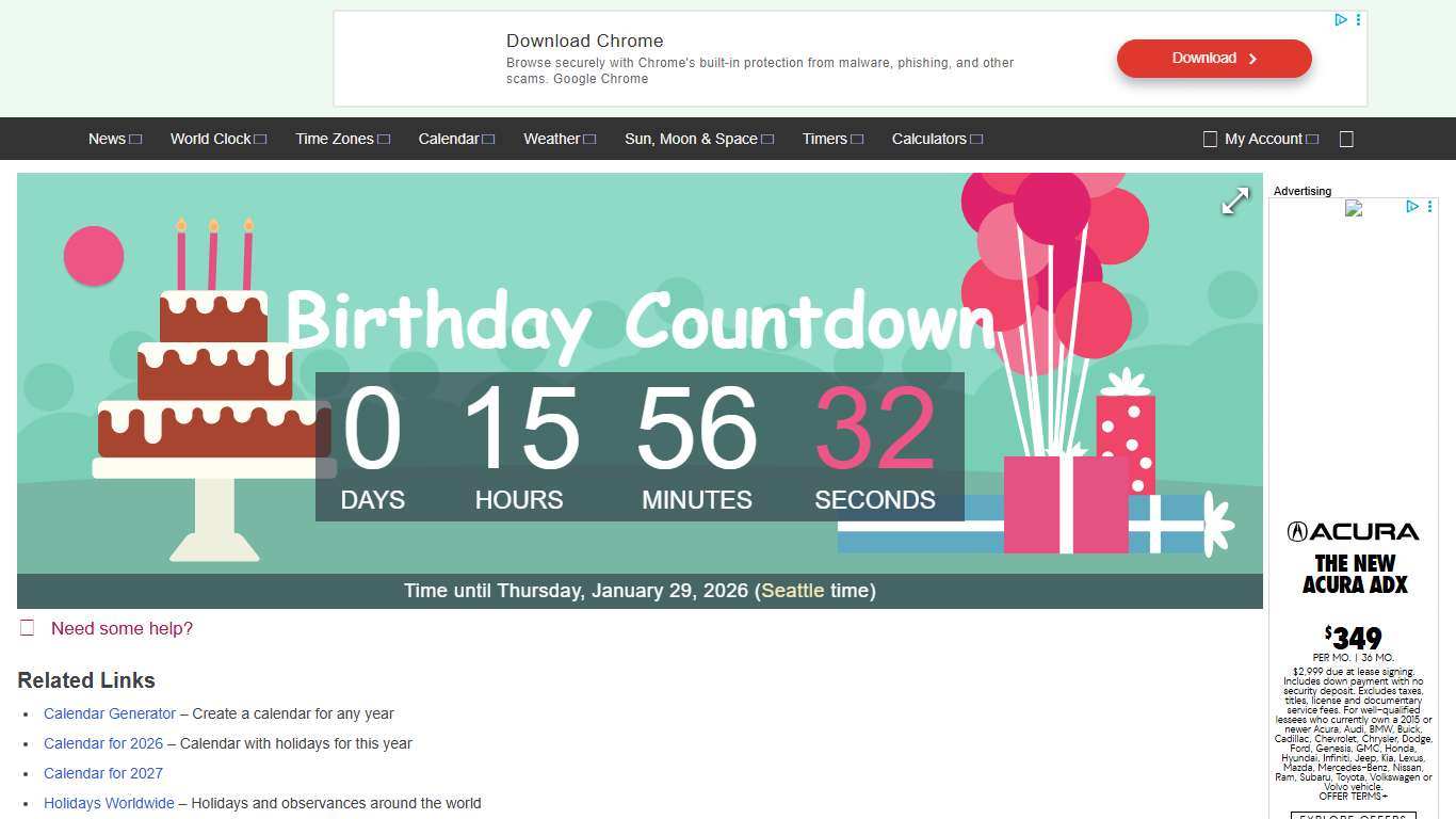 Birthday Countdown – Countdown to Jan 29, 2026